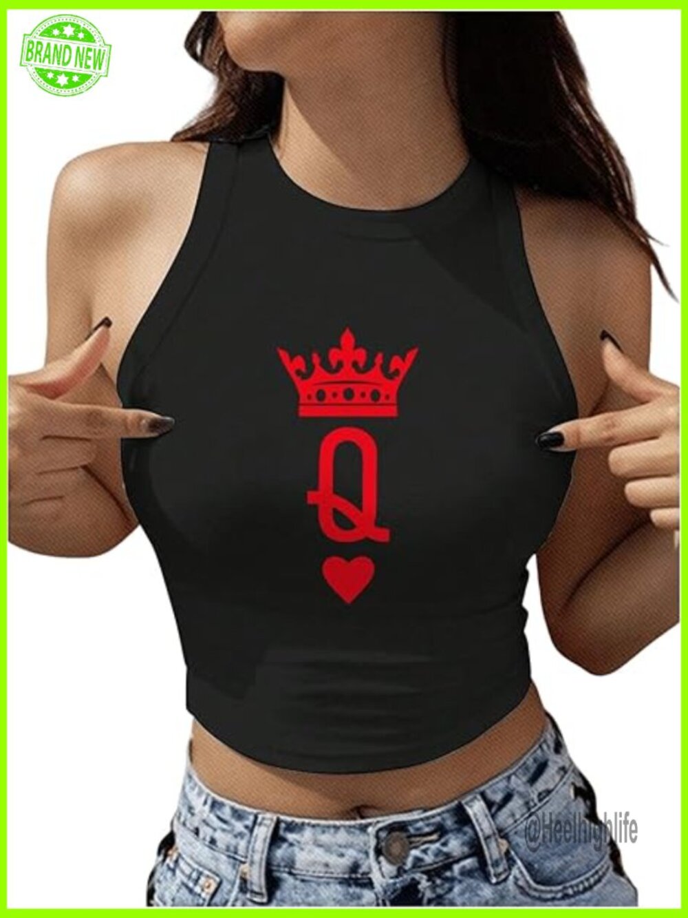Women's Slim Fit Sleeveless Crop Tank Top with Graphic Print